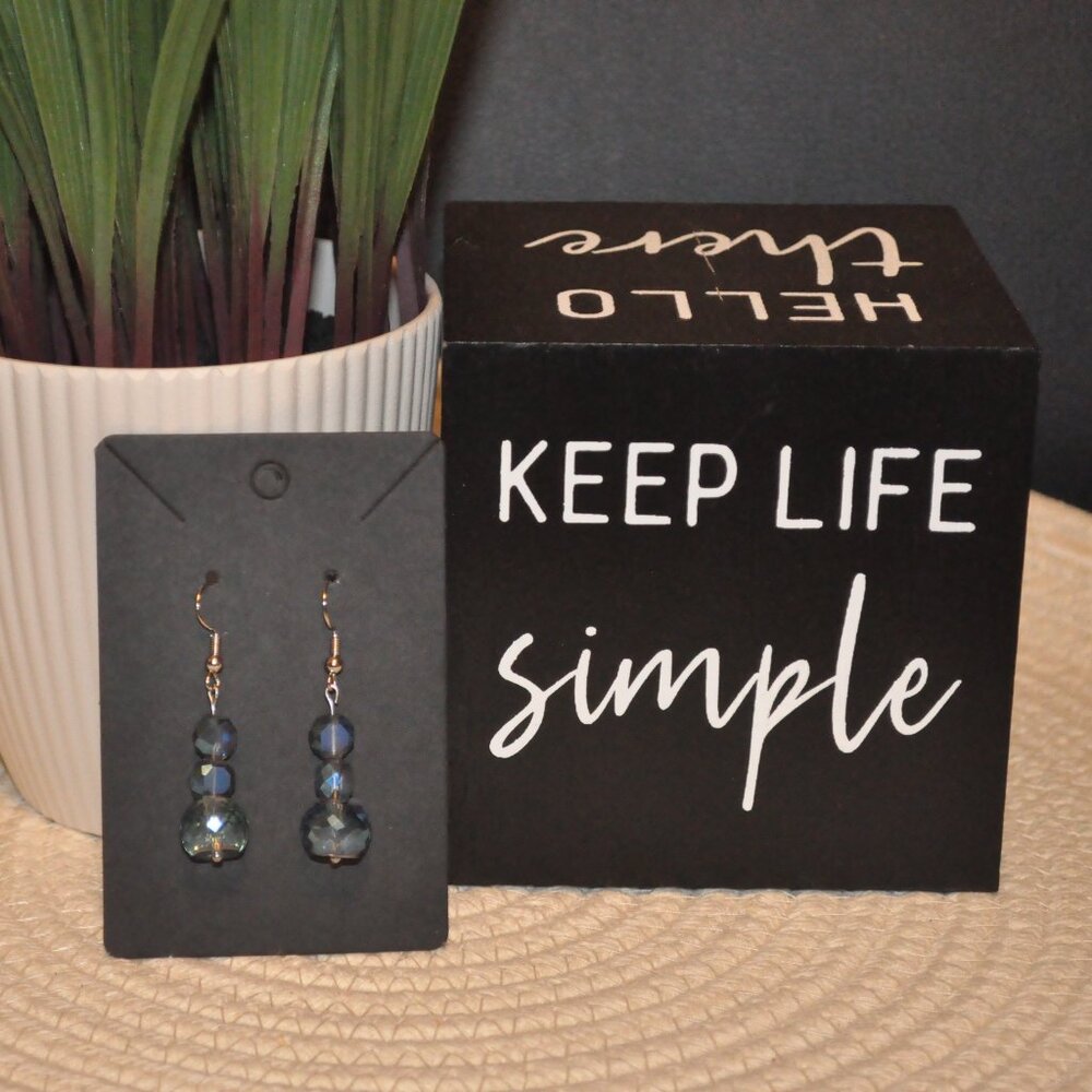 Blue Faceted Glass Bead Drop Earrings
